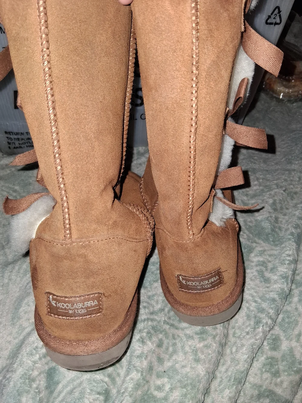 Koolaburra Chestnut Brown Suede Shearling Lined Ankle Boots